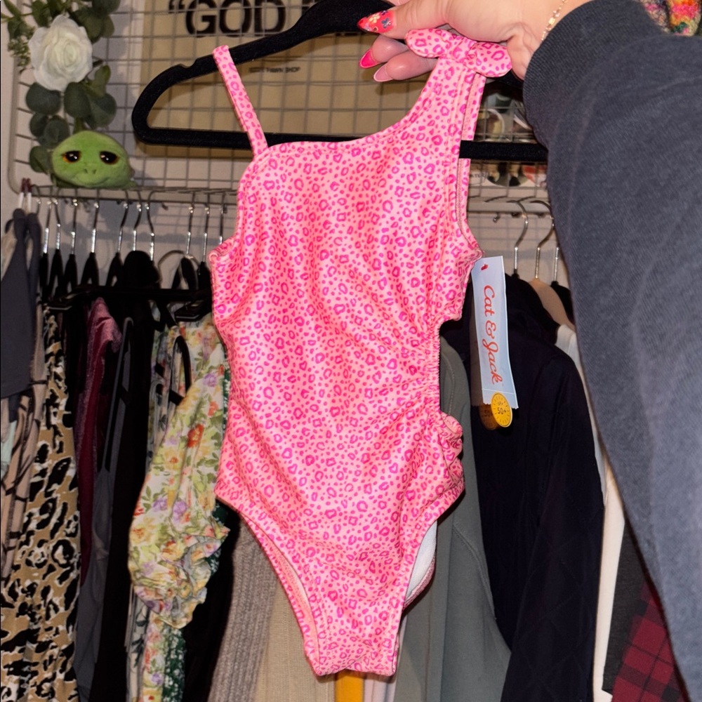 Pink Leopard One-Piece Swim w/ Side Cutout